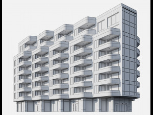 modern residential building 12 Modello 3D