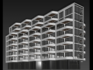 modern residential building 12 Modello 3D