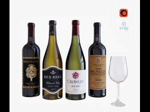 set botol anggur 12 Model 3D