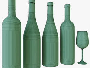 wine bottle set 12 Model 3D