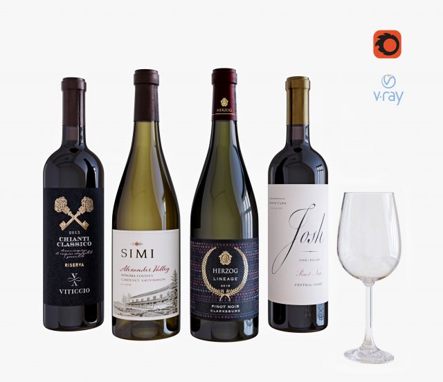 wine bottle set 13 Modelo 3D .c4d .max .obj .3ds .fbx .stl .blend 
