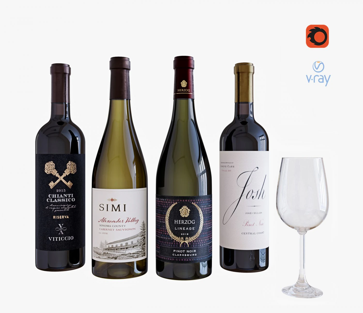 set di bottiglie di vino 13 Modello 3D .c4d .max .obj .3ds .fbx .stl .blend 