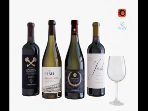 set botol anggur 13 Model 3D