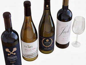 set di bottiglie di vino 13 Modello 3D