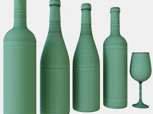 wine bottle set 13 Modelo 3D