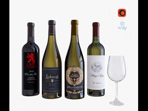 wine bottle set 14 3D 모델