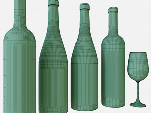 wine bottle set 14 3D Модель
