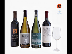 wine bottle set 15 3D 모델