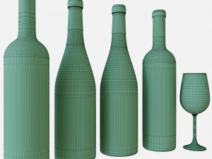 wine bottle set 15 3D Model