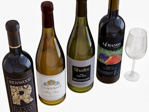 wine bottle set 16 3D 모델