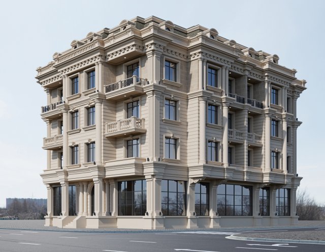 classic residential building 15 Modèle 3D .c4d .max .obj .3ds .fbx .stl .blend 