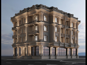 Classic residential building 15 night 3D 모델