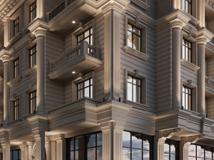 Classic residential building 15 night Modèle 3D