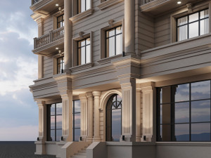 Classic residential building 15 night Modèle 3D