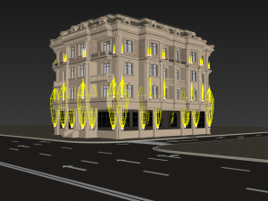 Classic residential building 15 night Modèle 3D