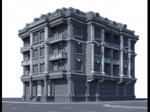 Classic residential building 15 night Modèle 3D