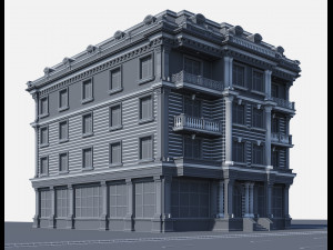 Classic residential building 15 night Modèle 3D