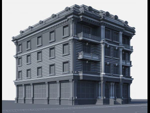 Classic residential building 15 night 3D Model