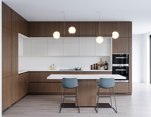 Modern kitchen 8 3D Модель .c4d .max .obj .3ds .fbx .stl .blend 