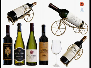 Set botol anggur 18 Model 3D