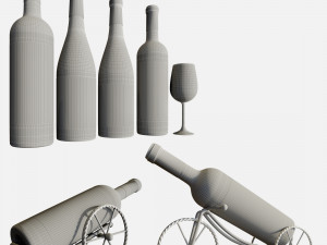 Wine bottle set 18 3D मॉडल