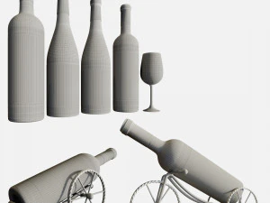 Wine bottle set 18 3D Model