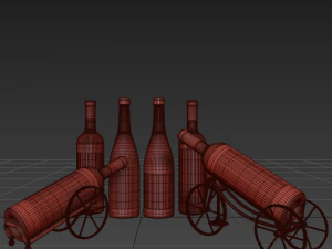 Wine bottle set 18 3D Model