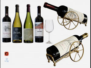 Set botol anggur 17 Model 3D