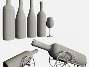 Wine bottle set 17 3D Модель