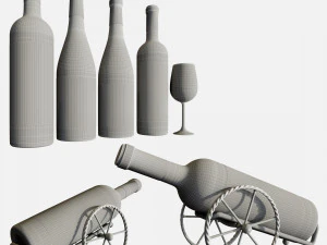 Wine bottle set 17 3D Model