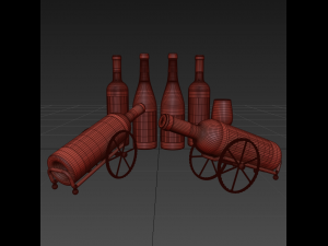 Wine bottle set 17 3D Модель