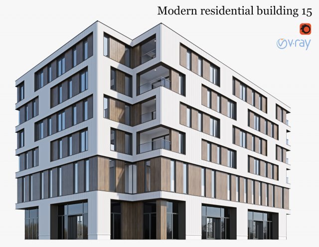 Modern residential building 15 3D 모델 .c4d .max .obj .3ds .fbx .stl .blend 