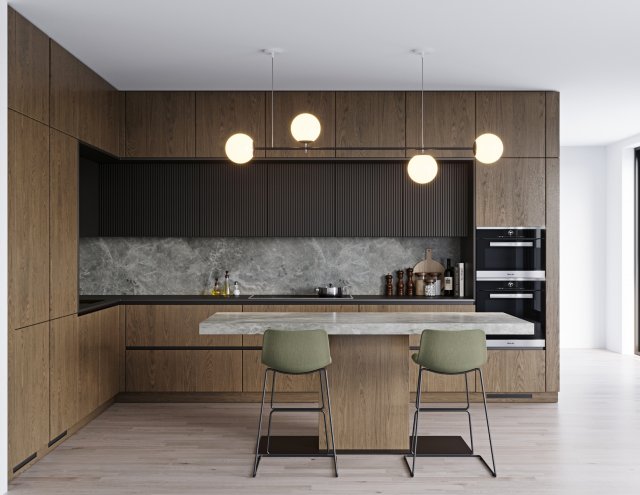 Modern kitchen 9 3D 模型 .c4d .max .obj .3ds .fbx .stl .blend 