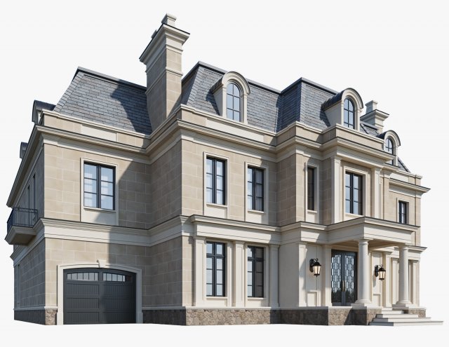 Classic house 3 3D Model .c4d .max .obj .3ds .fbx .stl .blend 