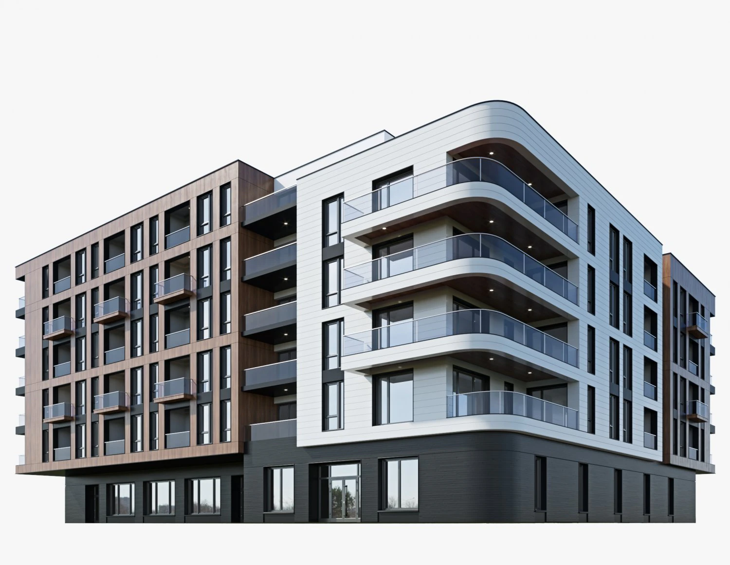 Modern residential building 16 3D Model .c4d .max .obj .3ds .fbx .stl .blend 