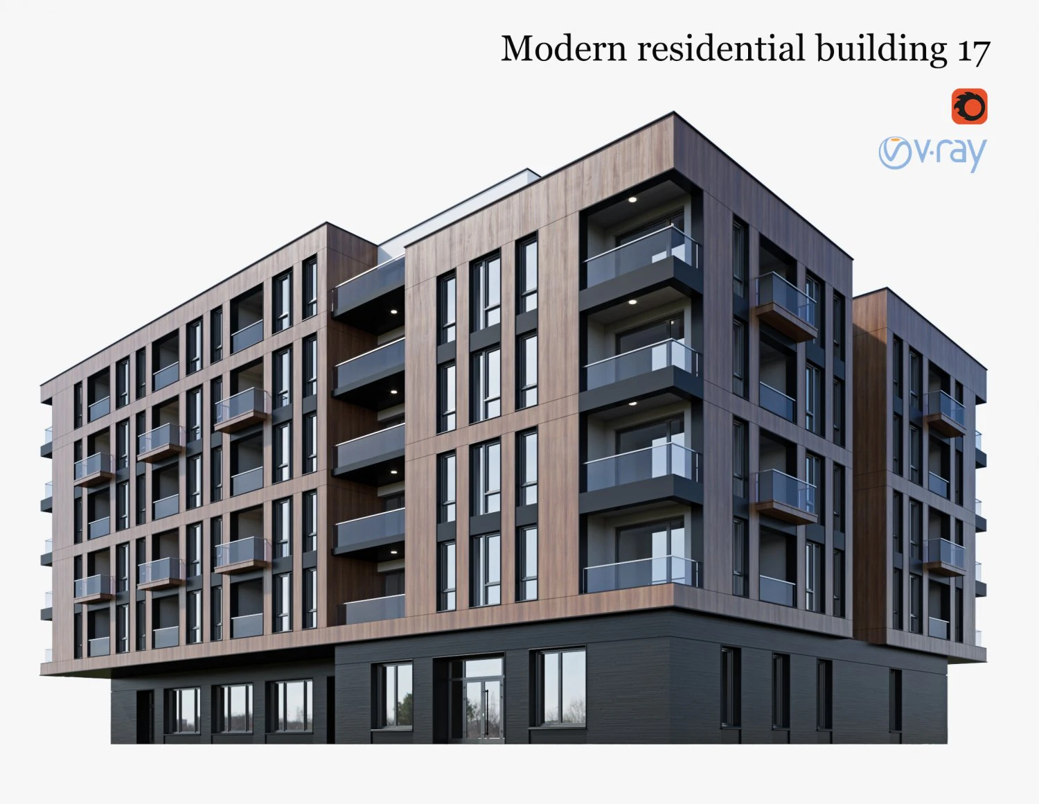 Modern residential building 17 3D Model .c4d .max .obj .3ds .fbx .stl .blend 