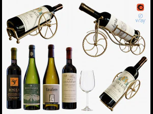 Set botol anggur 19 Model 3D