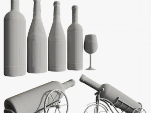 Wine bottle set 19 3D Model