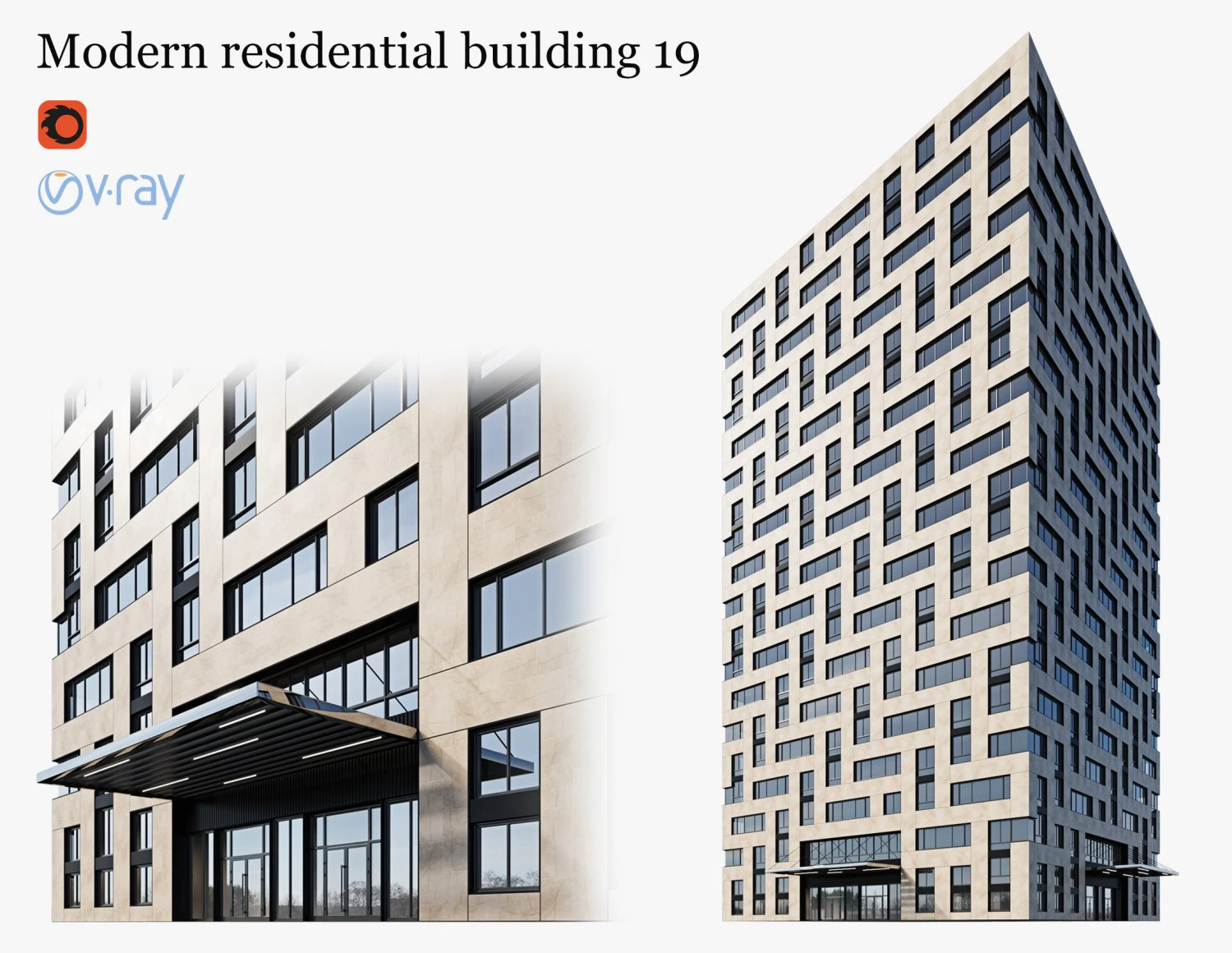 Modern residential building 19 3D Model .c4d .max .obj .3ds .fbx .stl .blend