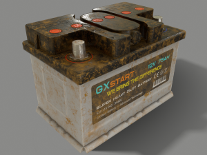 pbr car battery - white Modelo 3D