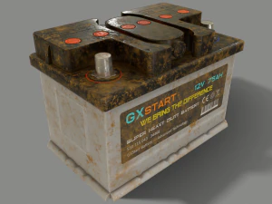 pbr car battery - white 3D Model