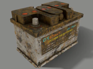 pbr car battery - white 3D Model