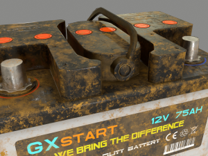pbr car battery - white Modelo 3D