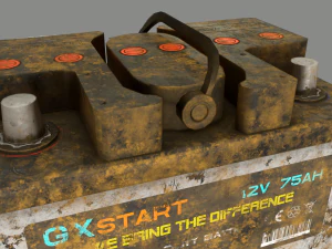 pbr car battery - white 3D Model