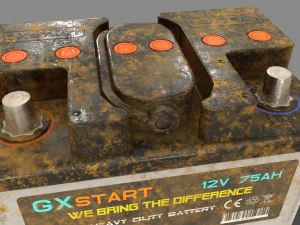 pbr car battery - white 3D Model