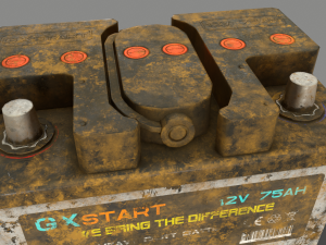 pbr car battery - white Modelo 3D