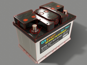 pbr car battery - white Modelo 3D