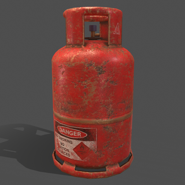 pbr cooking gas cylinder - red 3D Модель .c4d .max .obj .3ds .fbx .stl .blend 