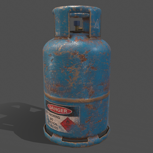pbr cooking gas cylinder - blue 3D 模型 .c4d .max .obj .3ds .fbx .stl .blend 