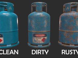 pbr cooking gas cylinder - blue 3D Model